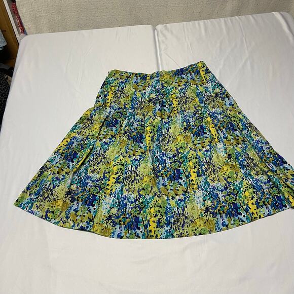 Talbots Skirt Batik Abstract Design Lined Pleated Side Zip Size 10 GUC - Picture 2 of 11